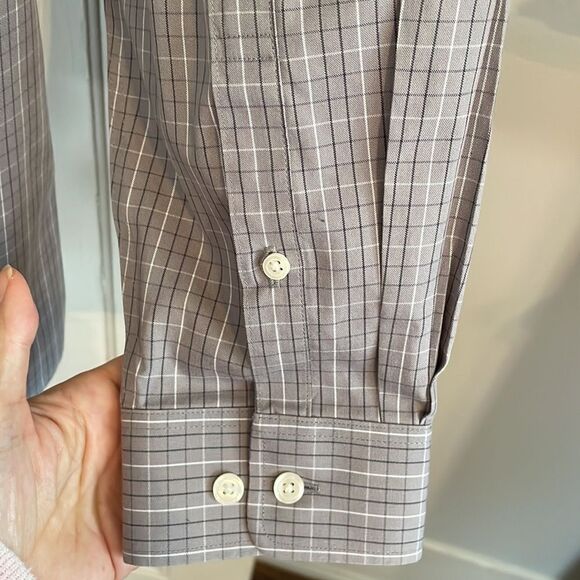 Eddie Bauer gray, white & black check cotton long sleeve shirt - Picture 8 of 10